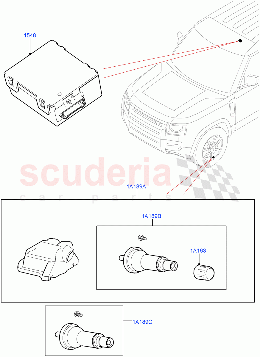 Tyre Pressure Monitor System((V)FROMM2051784) of Land Rover Land Rover Defender (2020+) [2.0 Turbo Petrol AJ200P]