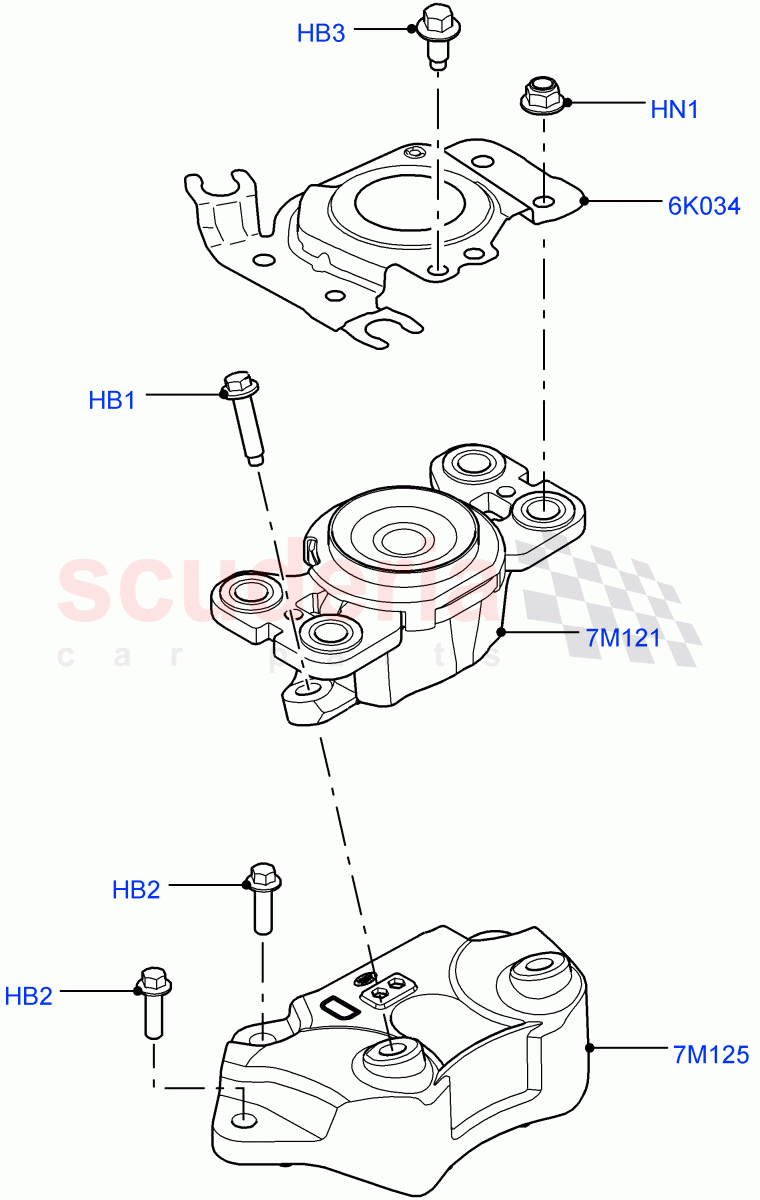 Transmission Mounting(2.0L 16V TIVCT T/C 240PS Petrol,Halewood (UK))((V)TODH999999) of Land Rover Land Rover Range Rover Evoque (2012-2018) [2.0 Turbo Petrol AJ200P]