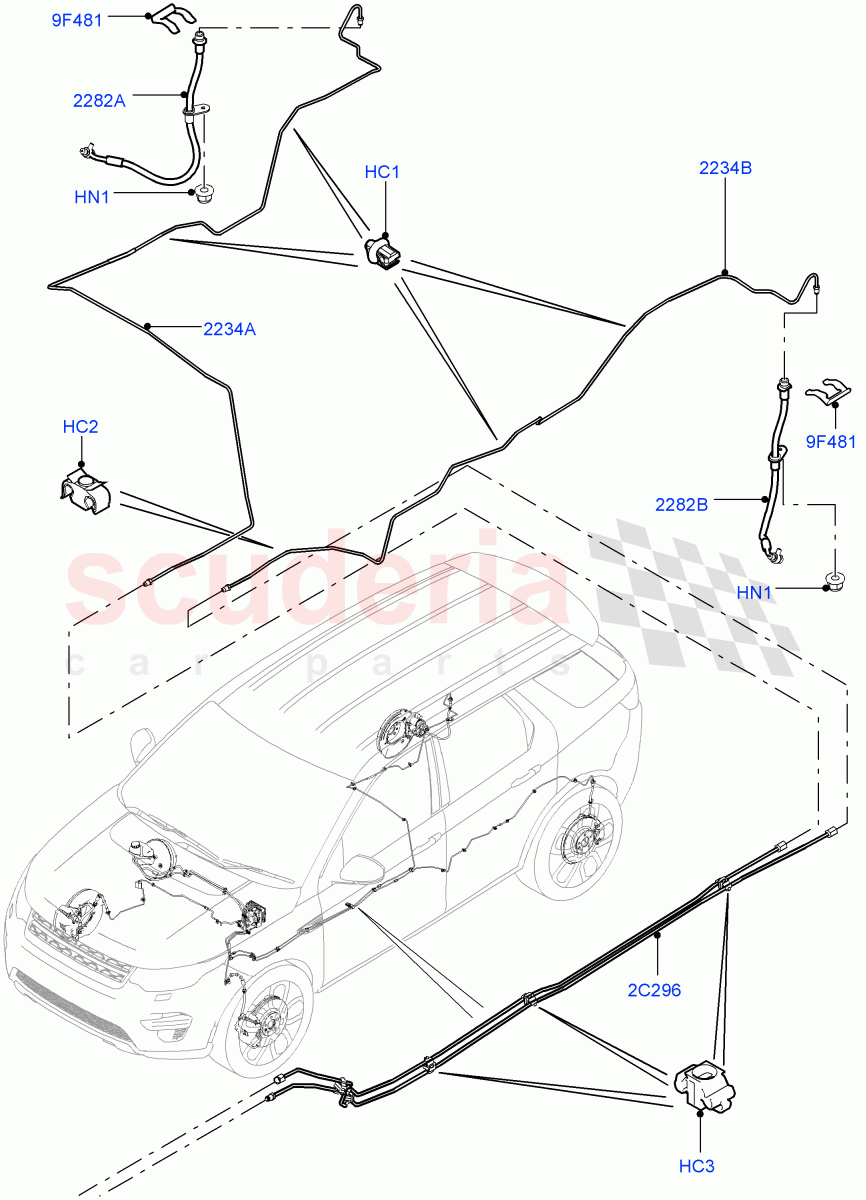 Rear Brake Pipes(Halewood (UK))((V)TOKH999999) of Land Rover Land Rover Discovery Sport (2015+) [1.5 I3 Turbo Petrol AJ20P3]