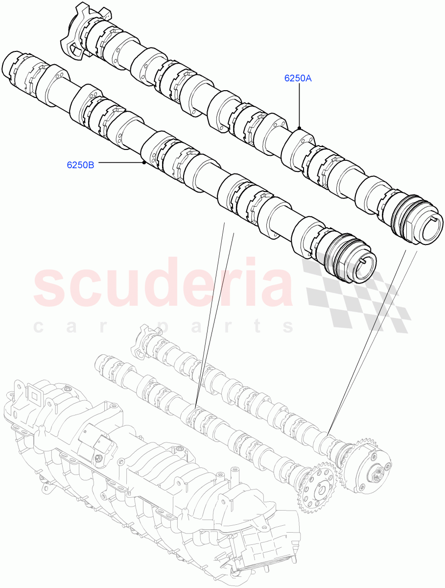 Camshaft (2.0L I4 DSL HIGH DOHC AJ200, Halewood (UK), 2.0L I4 DSL MID DOHC AJ200) of Land Rover Land Rover Discovery Sport (2015+) [2.0 Turbo Diesel]