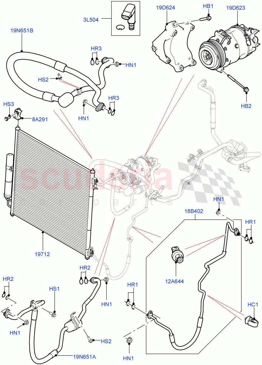 Air Conditioning Condensr/Compressr (Front) (2.0L 16V TIVCT T/C 240PS Petrol) ((V) FROMFA000001) of Land Rover Land Rover Range Rover Sport (2014+) [3.0 I6 Turbo Diesel AJ20D6]