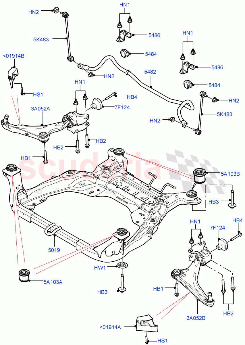 Front Susp.Arms/Stabilizer/X-Member (Changsu (China)) ((V) FROMEG000001) of Land Rover Land Rover Range Rover Evoque (2012-2018) [2.0 Turbo Petrol AJ200P]