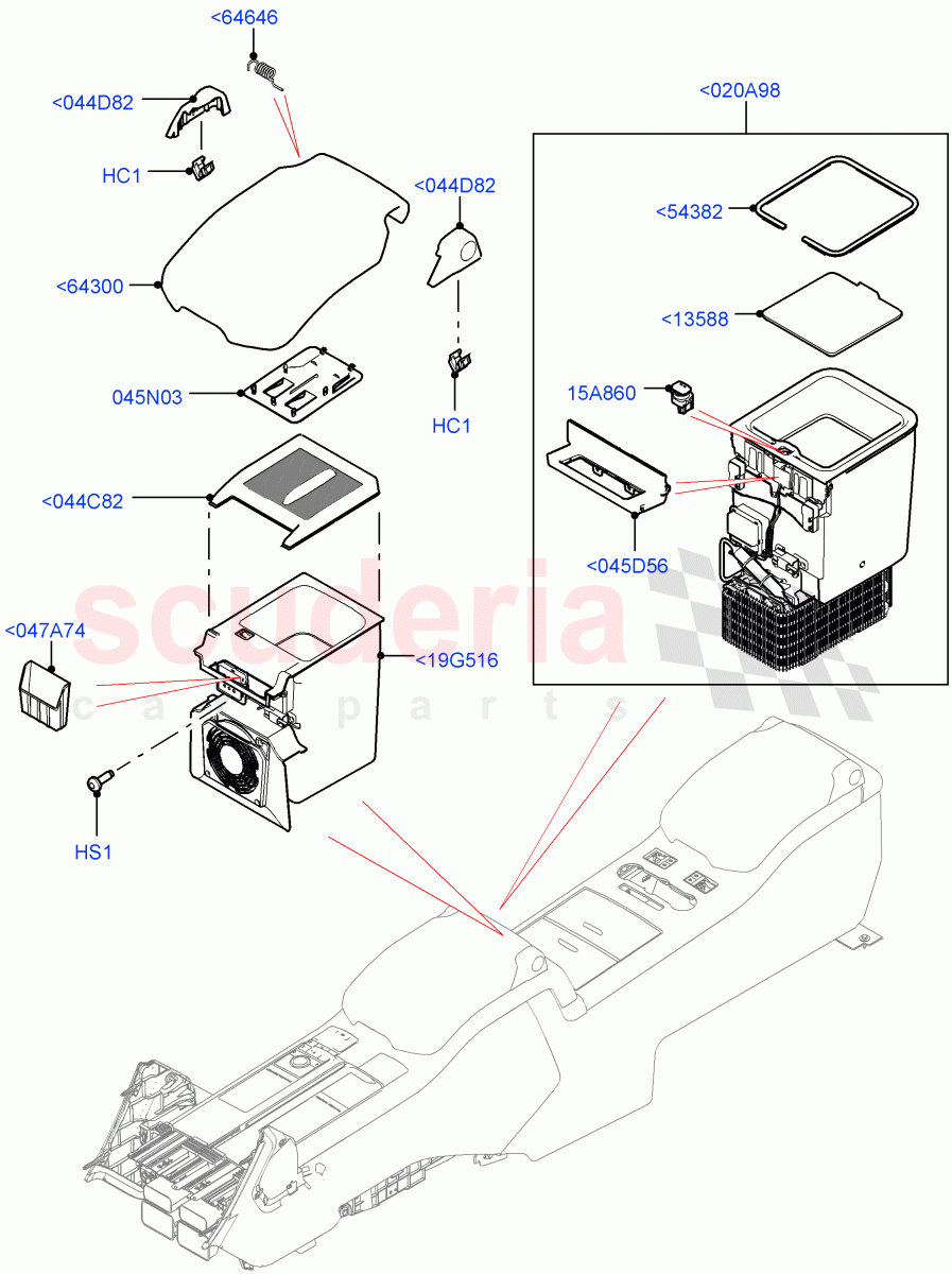 Console - Floor(For Stowage Boxes And Lids, Front) of Land Rover Land Rover Range Rover (2012-2021) [3.0 I6 Turbo Diesel AJ20D6]