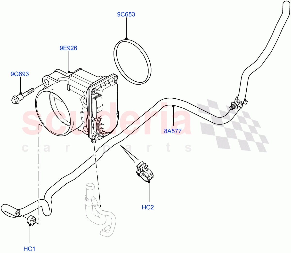 Throttle Housing (5.0L OHC SGDI NA V8 Petrol - AJ133) ((V) FROMAA000001) of Land Rover Land Rover Range Rover (2010-2012) [5.0 OHC SGDI NA V8 Petrol]