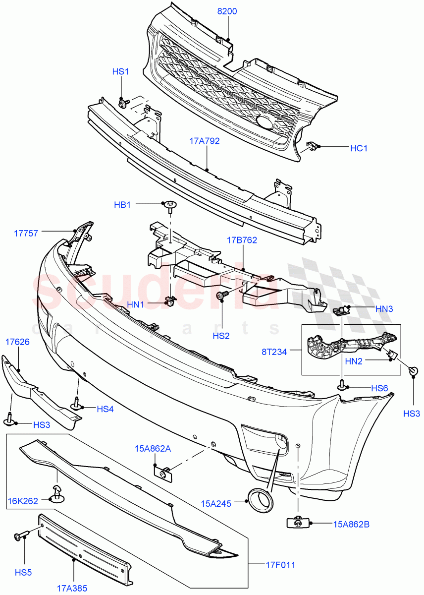 Radiator Grille And Front Bumper ((V) FROMAA000001) of Land Rover Land Rover Range Rover Sport (2010-2013) [3.0 Diesel 24V DOHC TC]