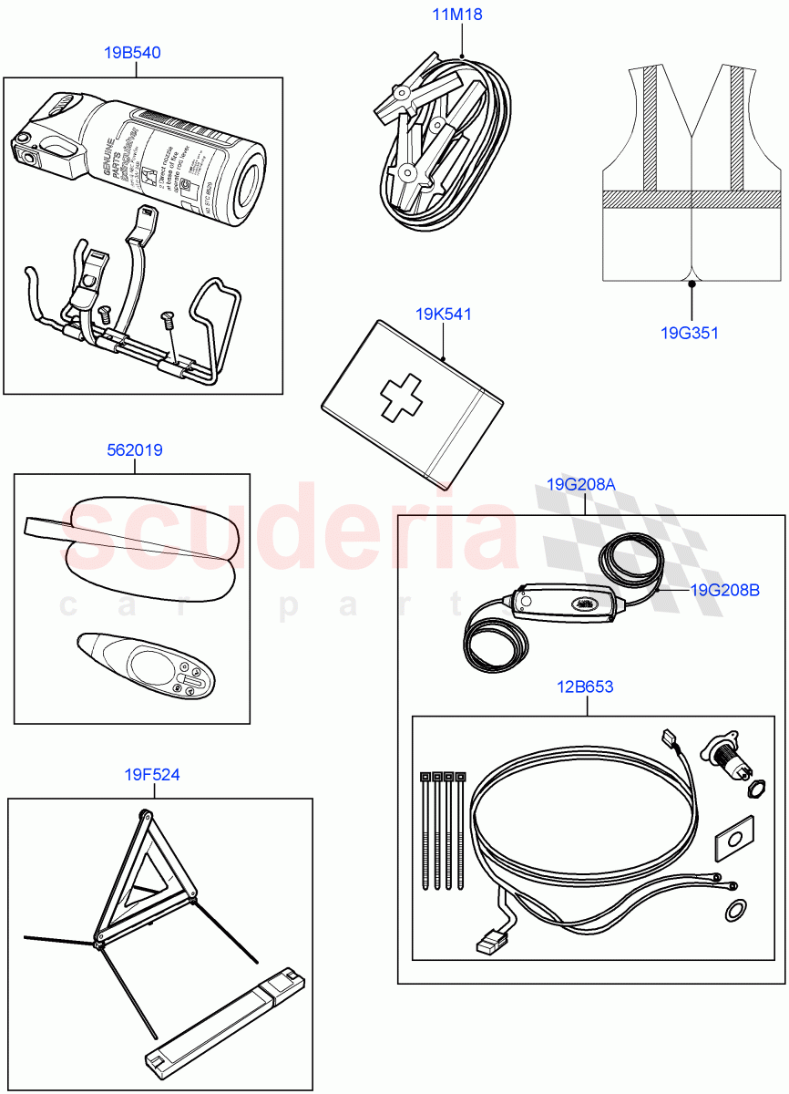 Emergency Equipment(Solihull Plant Build, Nitra Plant Build) of Land Rover Land Rover Discovery 5 (2017+) [3.0 DOHC GDI SC V6 Petrol]