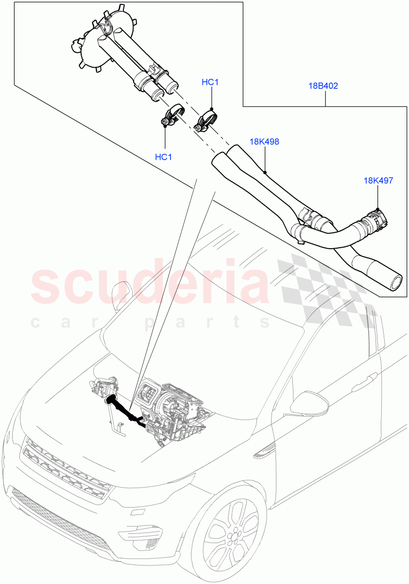 Auxiliary Heater Hoses(Changsu (China),Fuel Heater W/Pk Heat Less Remote,Fuel Fired Heater With Park Heat,With Fuel Fired Heater)((V)FROMFG000001) of Land Rover Land Rover Discovery Sport (2015+) [1.5 I3 Turbo Petrol AJ20P3]