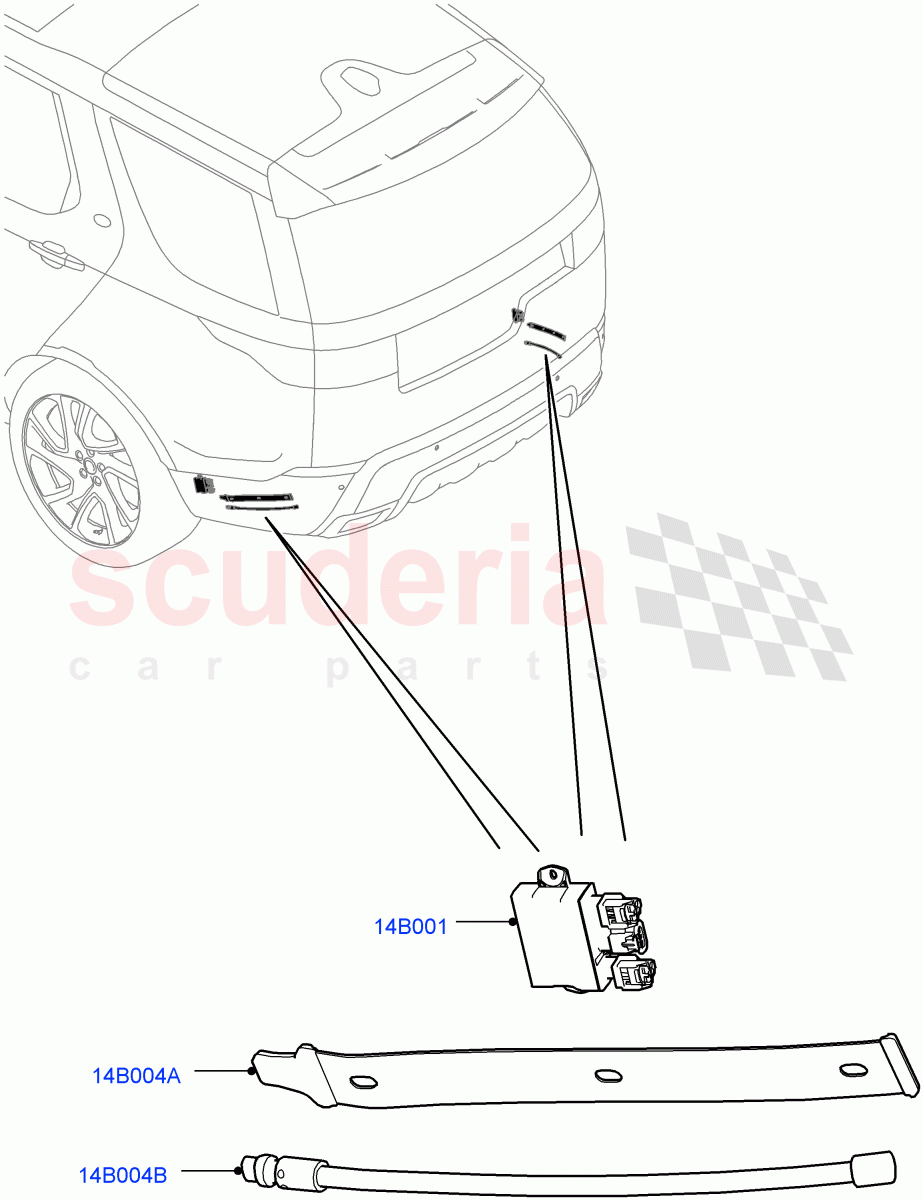 Vehicle Modules And Sensors (Gesture Tailgate System, Solihull Plant Build) (Tailgate - Hands Free) ((V) FROMHA000001) of Land Rover Land Rover Discovery 5 (2017+) [3.0 DOHC GDI SC V6 Petrol]