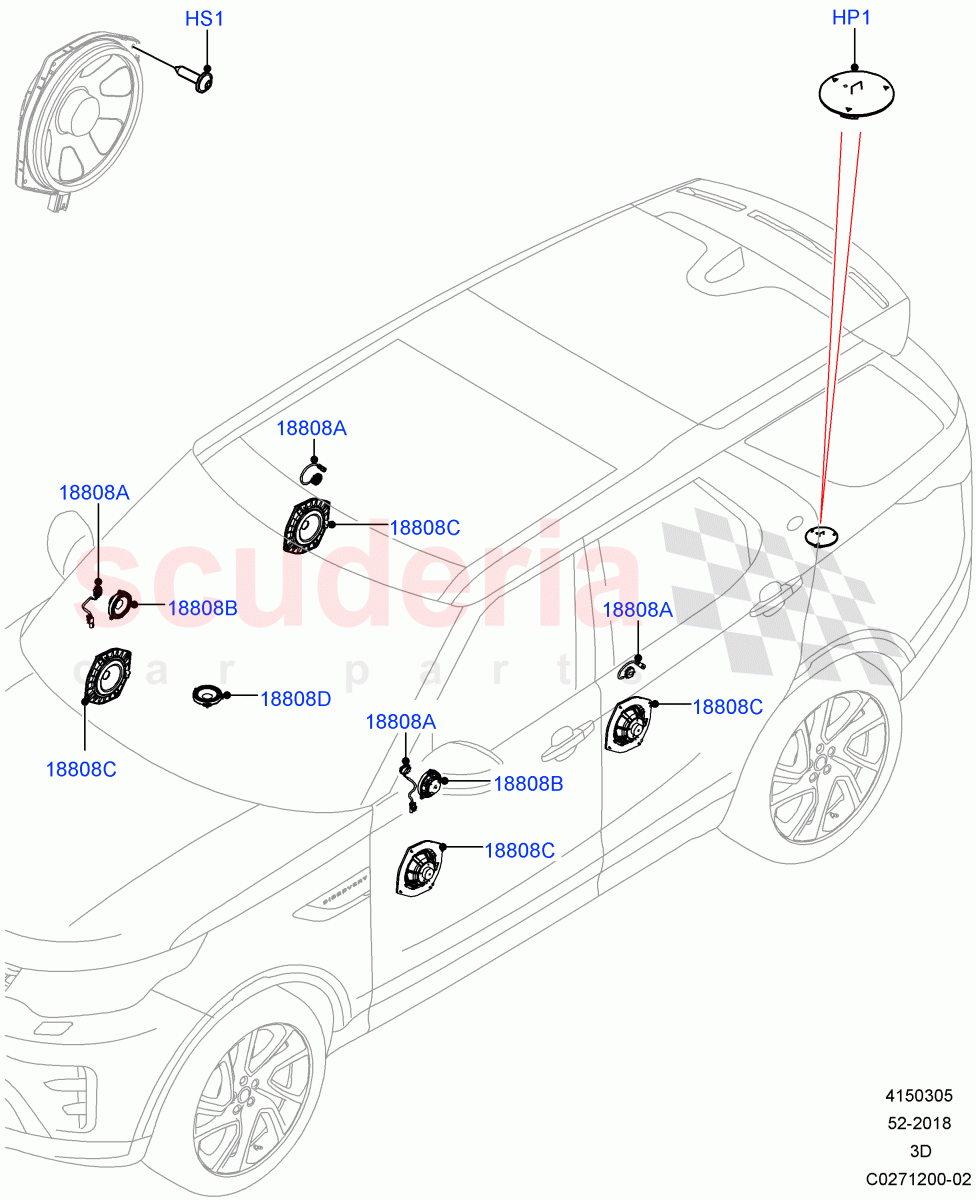 Speakers(Solihull Plant Build)(Midline Sound System)((V)FROMHA000001) of Land Rover Land Rover Discovery 5 (2017+) [3.0 DOHC GDI SC V6 Petrol]