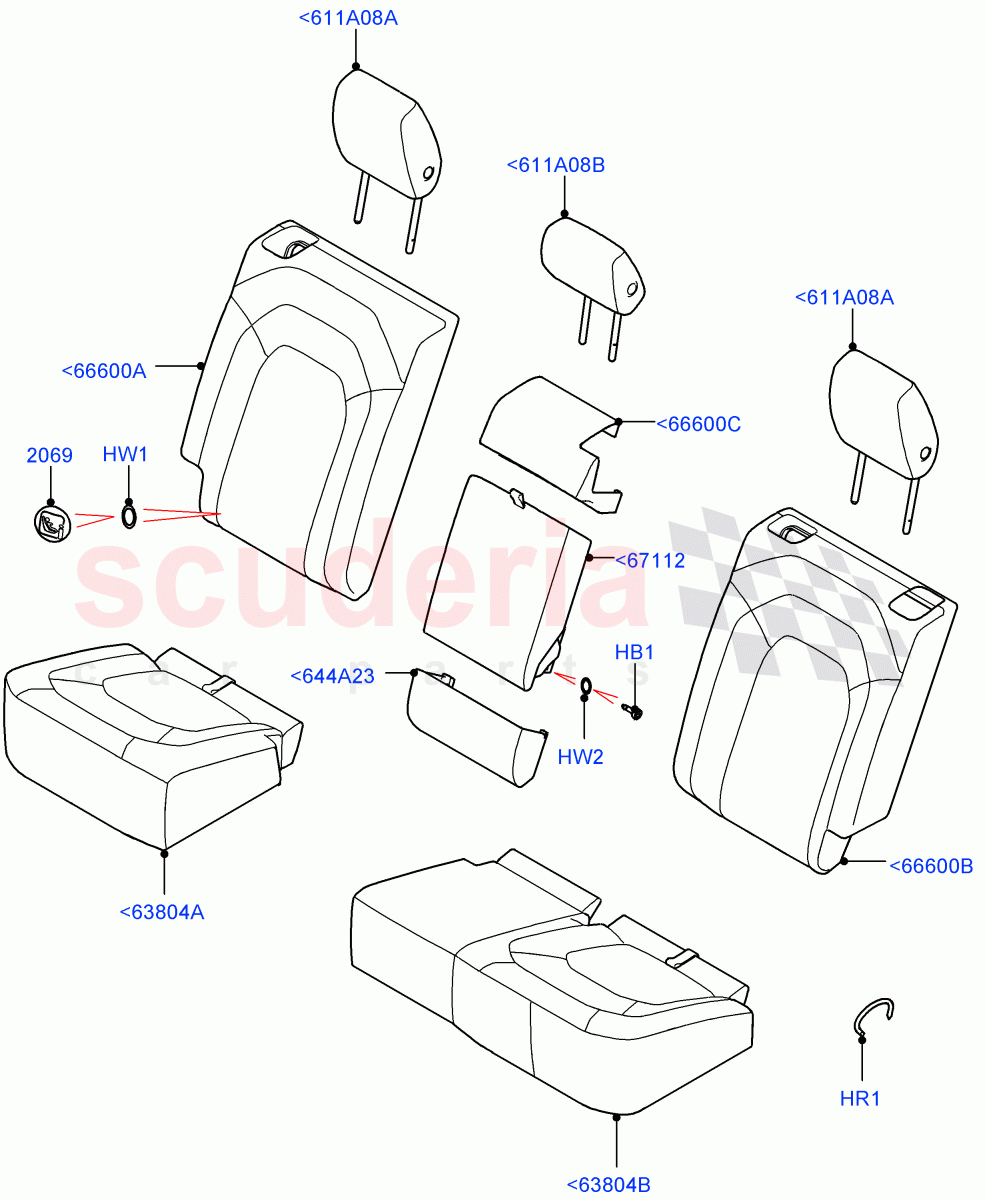 Rear Seat Covers(PVU Perforated,With 40/20/40 Split Fold Rear Seat)((V)FROMP2000001) of Land Rover Land Rover Defender (2020+) [2.0 Turbo Diesel]