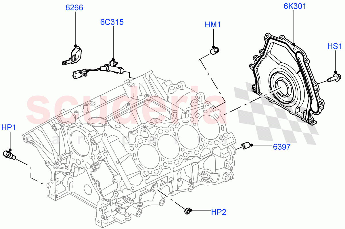 Cylinder Block And Plugs (4.4L DOHC DITC V8 Diesel) ((V) FROMBA000001) of Land Rover Land Rover Range Rover Sport (2014+) [4.4 DOHC Diesel V8 DITC]