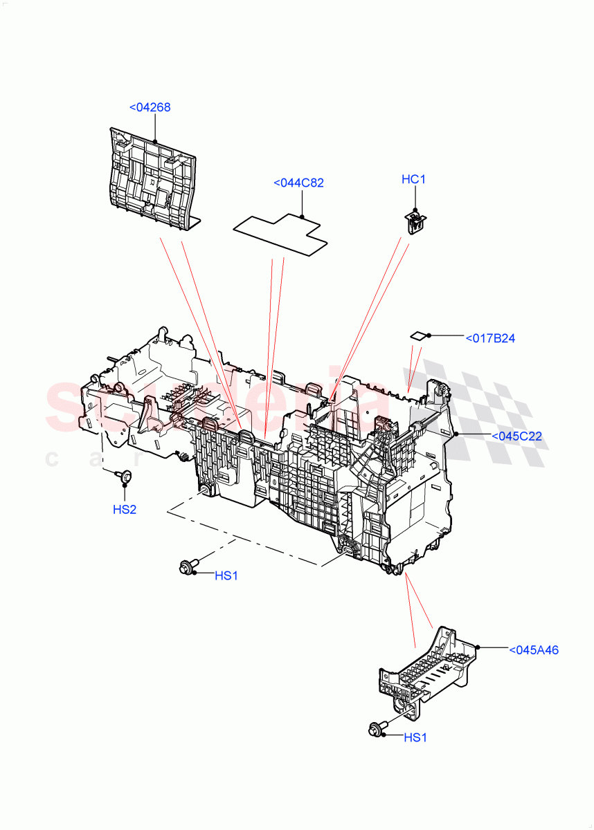 Console - Floor(Solihull Plant Build, Internal Components)((V)FROMHA000001) of Land Rover Land Rover Discovery 5 (2017+) [2.0 Turbo Diesel]