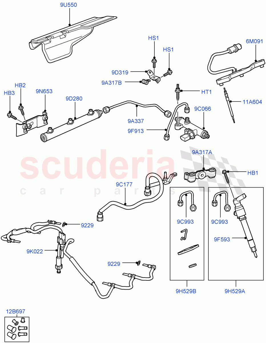 Fuel Injectors And Pipes(Lion Diesel 2.7 V6 (140KW))((V)TO9A999999) of Land Rover Land Rover Range Rover Sport (2005-2009) [2.7 Diesel V6]