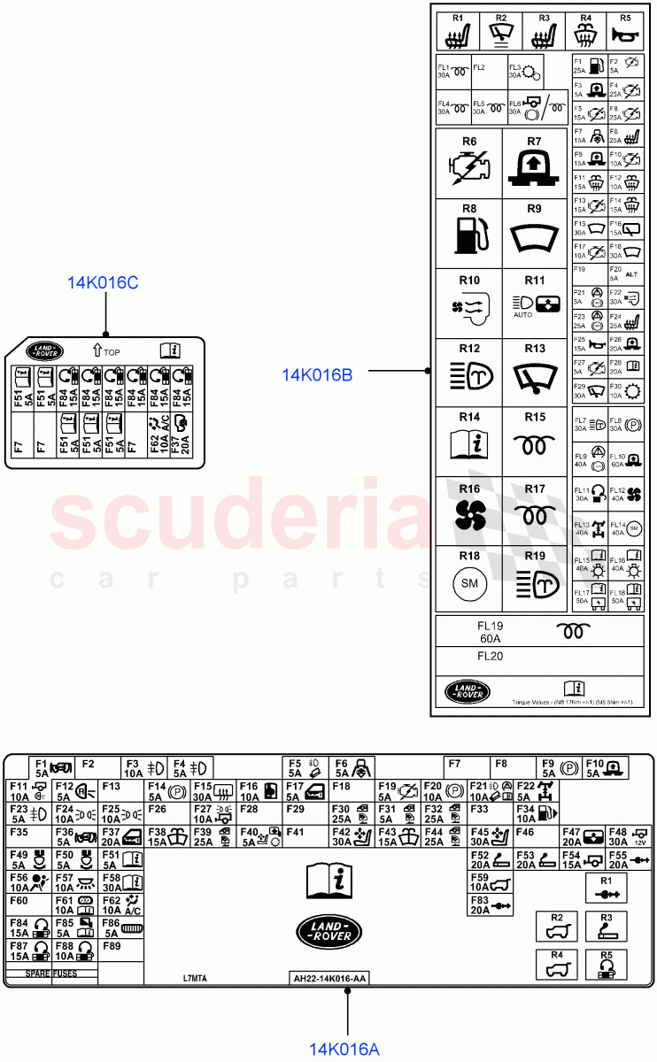 Labels(Fuse Box)((V)FROMAA000001) of Land Rover Land Rover Discovery 4 (2010-2016) [2.7 Diesel V6]