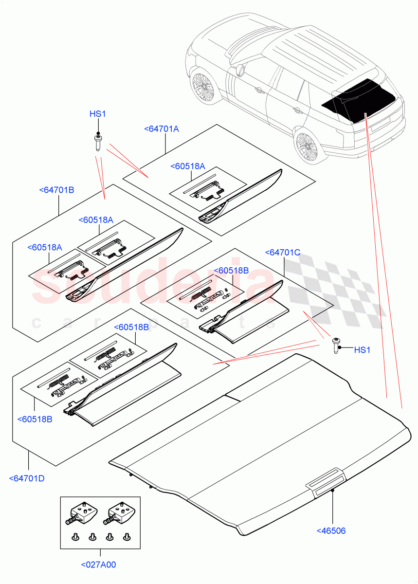 Load Compartment Trim(Gap Hider - Rear Seat, Package Tray) of Land Rover Land Rover Range Rover (2012-2021) [3.0 I6 Turbo Petrol AJ20P6]