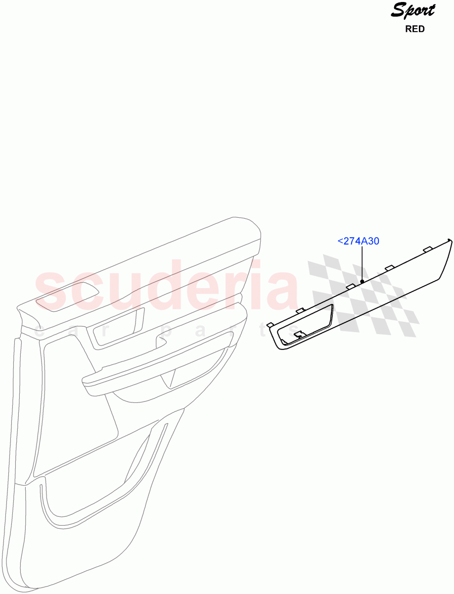 Rear Door Trim Installation(Red Sport LE)((V)FROMDA000001) of Land Rover Land Rover Range Rover Sport (2010-2013) [5.0 OHC SGDI SC V8 Petrol]