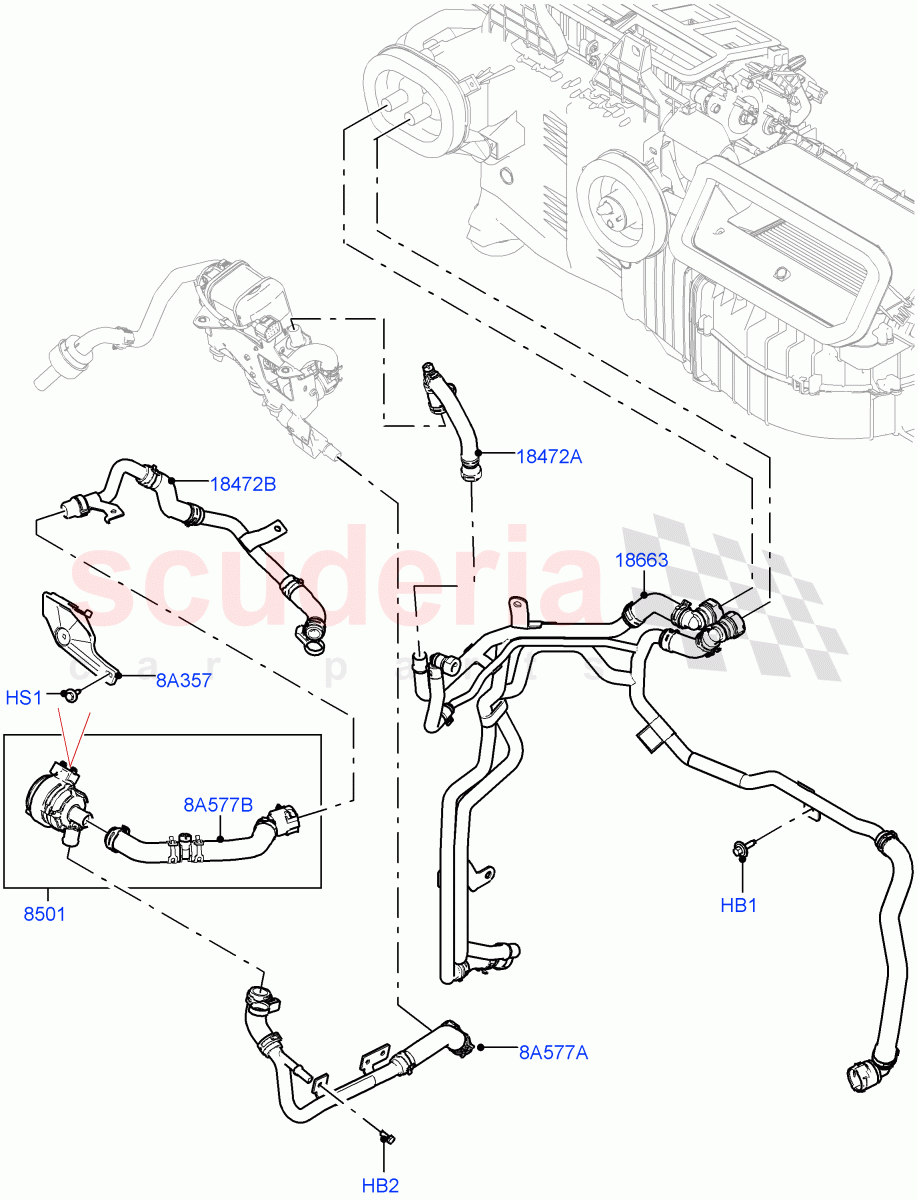 Heater Hoses(Front)(3.0L AJ20P6 Petrol High,With Fuel Fired Heater,Premium Air Conditioning-Front/Rear)((V)FROMKA000001) of Land Rover Land Rover Range Rover Sport (2014+) [2.0 Turbo Petrol GTDI]