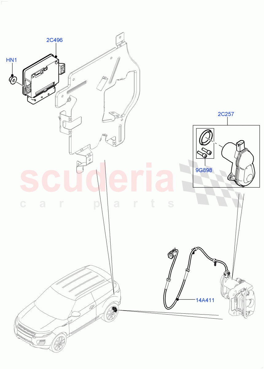 Parking Brake (Changsu (China)) ((V) FROMEG000001, (V) TOGG134737) of Land Rover Land Rover Range Rover Evoque (2012-2018) [2.2 Single Turbo Diesel]