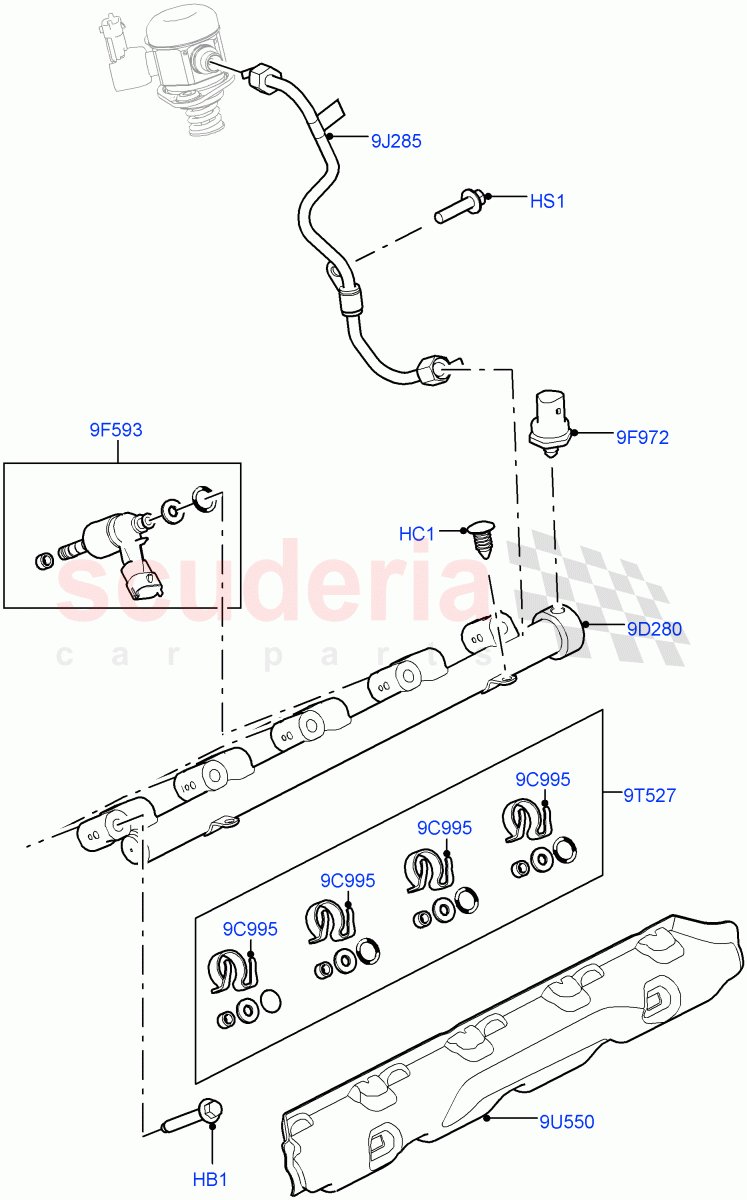 Fuel Injectors And Pipes(2.0L 16V TIVCT T/C 240PS Petrol) of Land Rover Land Rover Range Rover (2012-2021) [2.0 Turbo Petrol GTDI]