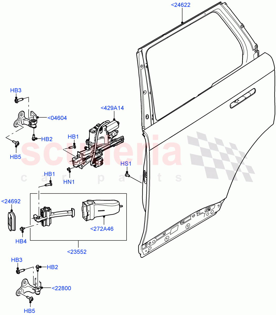 Rear Doors, Hinges & Weatherstrips(Door And Fixings) of Land Rover Land Rover Range Rover (2022+) [4.4 V8 Turbo Petrol NC10]