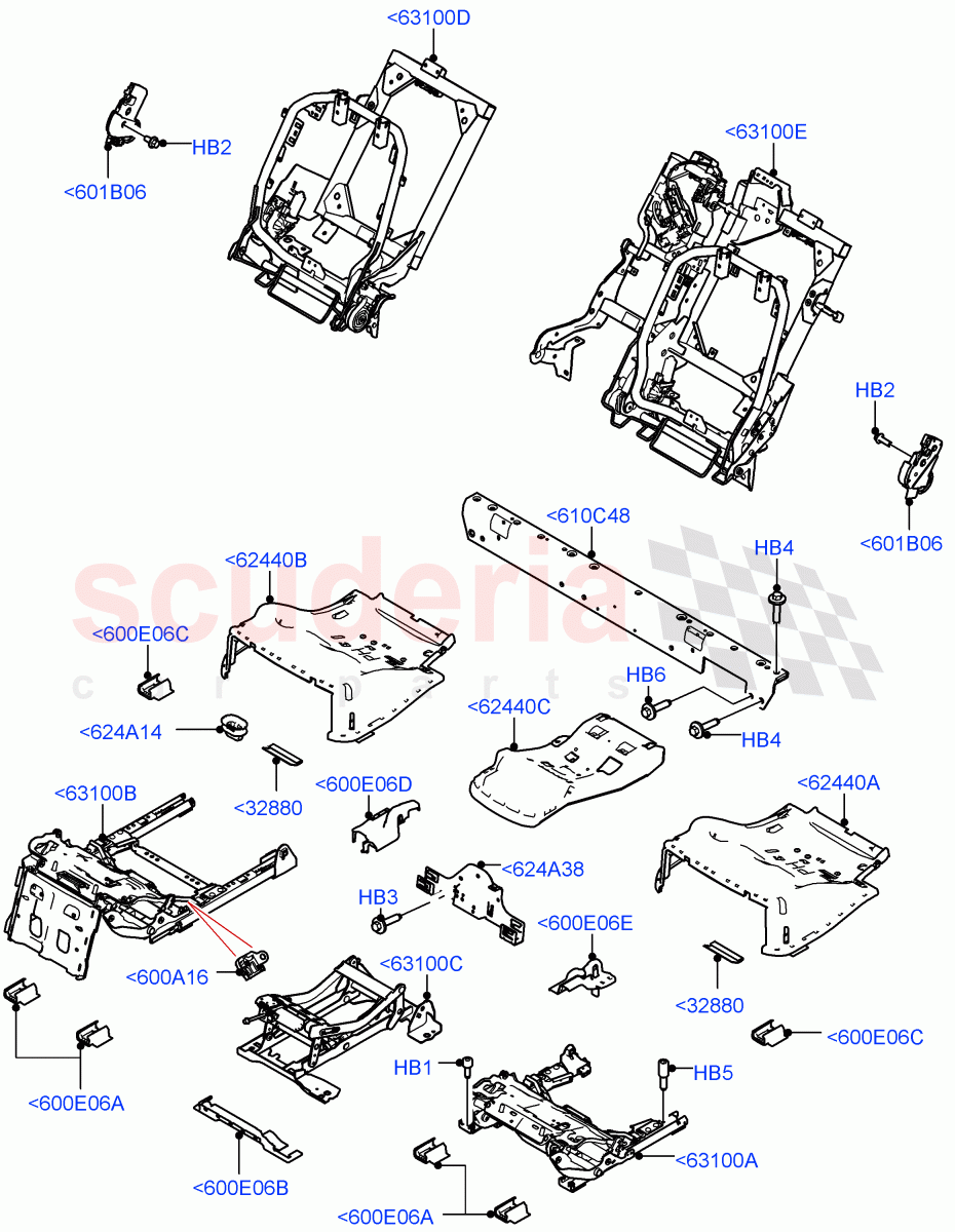 Rear Seat Base(Semi Aniline Leather Perf,40/20/40 Super Slouch Rear Seat)((V)FROMJA000001) of Land Rover Land Rover Range Rover (2012-2021) [3.0 I6 Turbo Diesel AJ20D6]