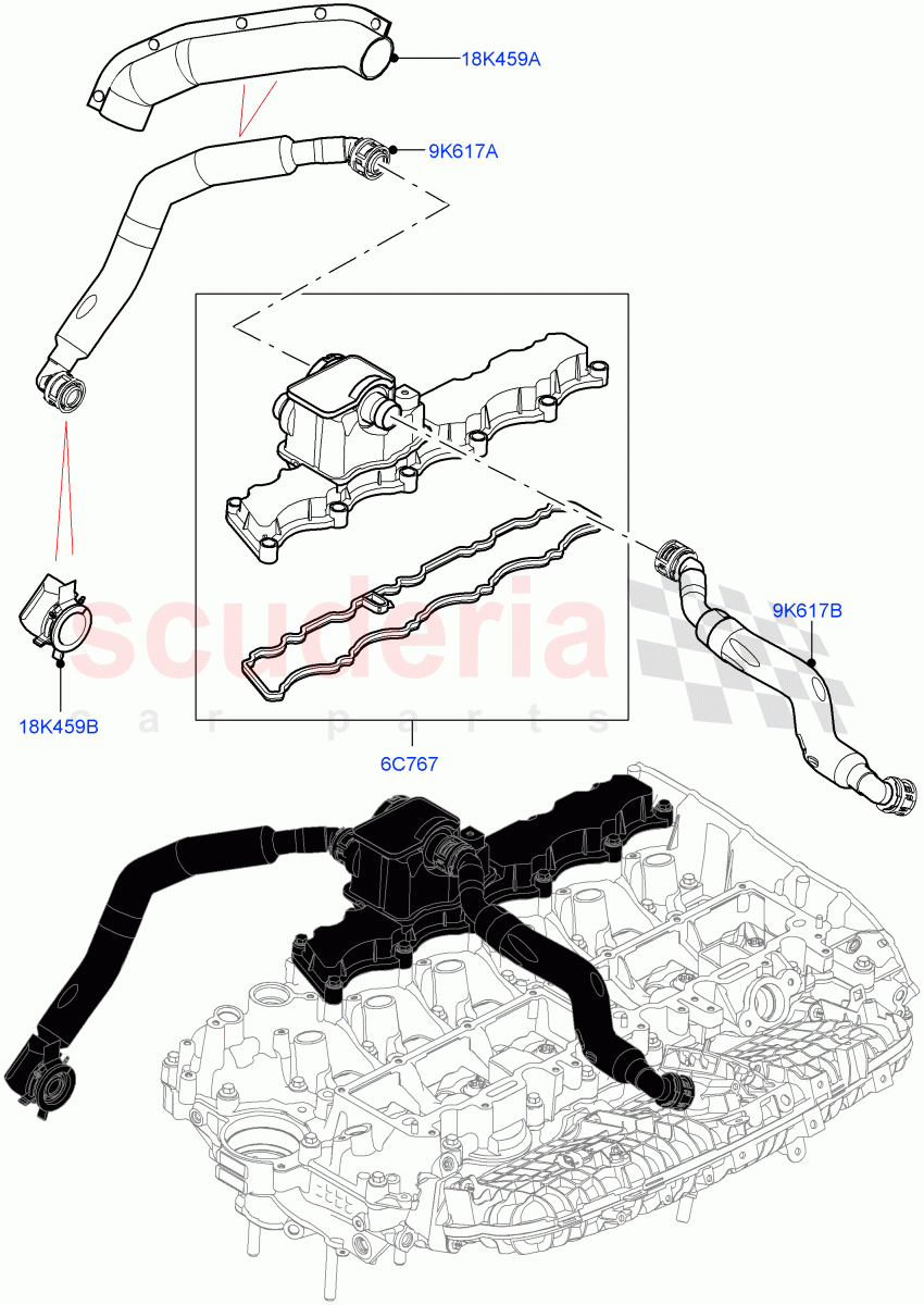 Emission Control - Crankcase (3.0L AJ20P6 Petrol High, 3.0L AJ20P6 Petrol PHEV) of Land Rover Land Rover Range Rover (2022+) [3.0 I6 Turbo Petrol AJ20P6]