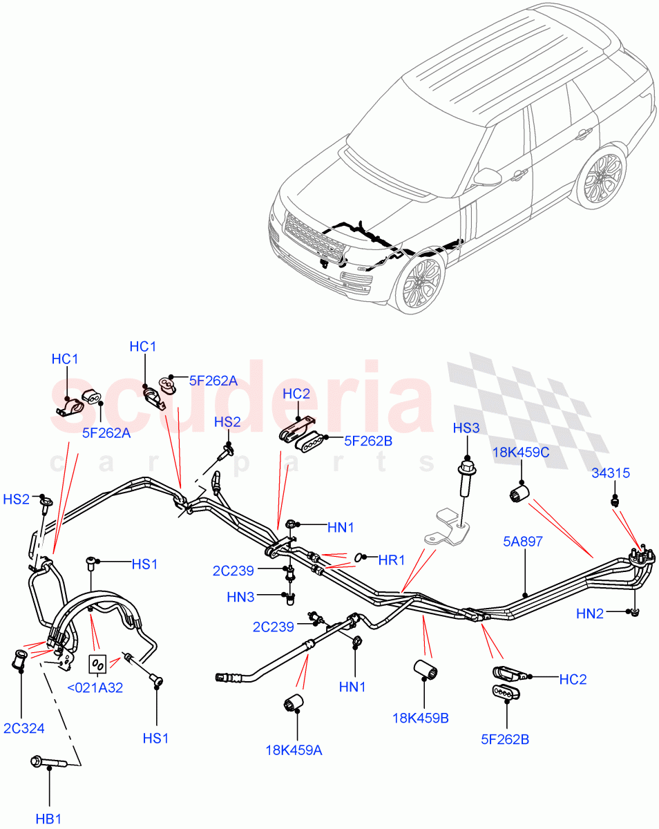 Active Anti-Roll Bar System (ARC Pipes, Front) (Electronic Air Suspension With ACE) ((V) FROMKA000001) of Land Rover Land Rover Range Rover (2012-2021) [3.0 I6 Turbo Diesel AJ20D6]