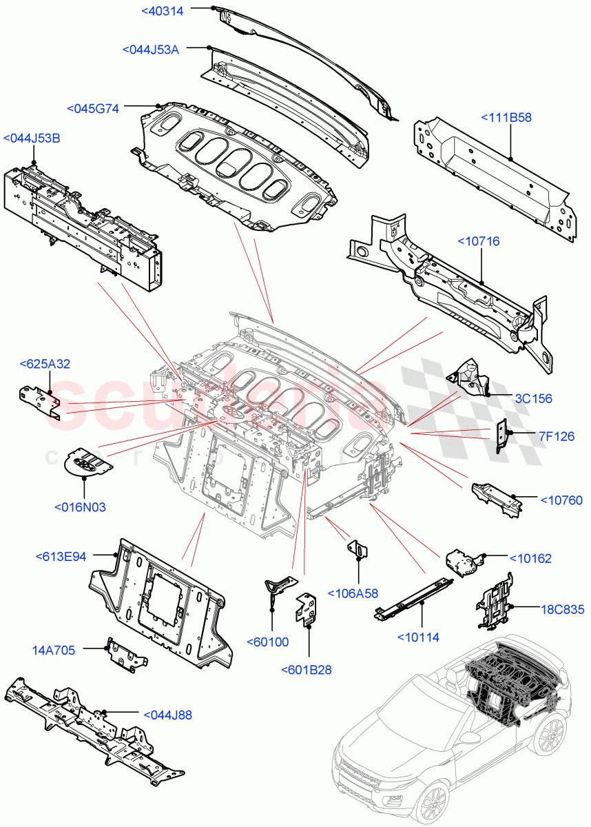 Floor Pan - Centre And Rear(2 Door Convertible,Halewood (UK))((V)FROMGH125984) of Land Rover Land Rover Range Rover Evoque (2012-2018) [2.0 Turbo Petrol GTDI]