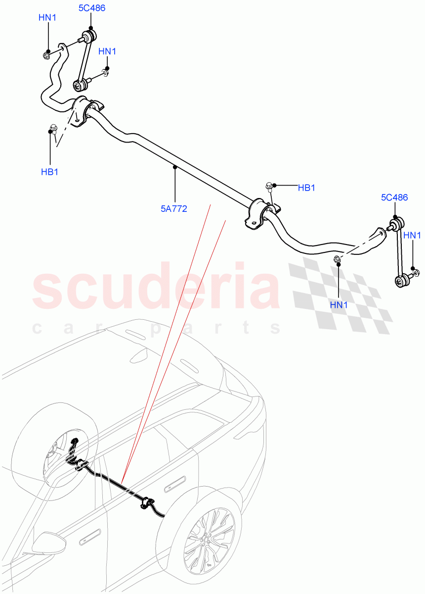 Rear Cross Member & Stabilizer Bar (Conventional Stabilizer Bar) (Electric Engine Battery-PHEV) ((V) FROMMA000001) of Land Rover Land Rover Range Rover Velar (2017+) [3.0 I6 Turbo Diesel AJ20D6]