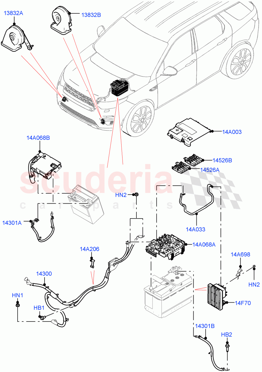 Battery Cables And Horn(Changsu (China))((V)FROMKG446857) of Land Rover Land Rover Discovery Sport (2015+) [2.0 Turbo Diesel]