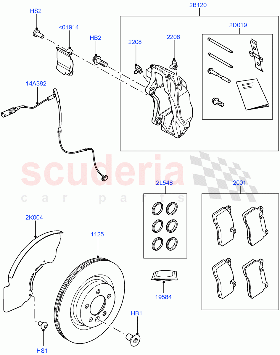 Front Brake Discs And Calipers of Land Rover Land Rover Range Rover Sport (2014+) [5.0 OHC SGDI SC V8 Petrol]