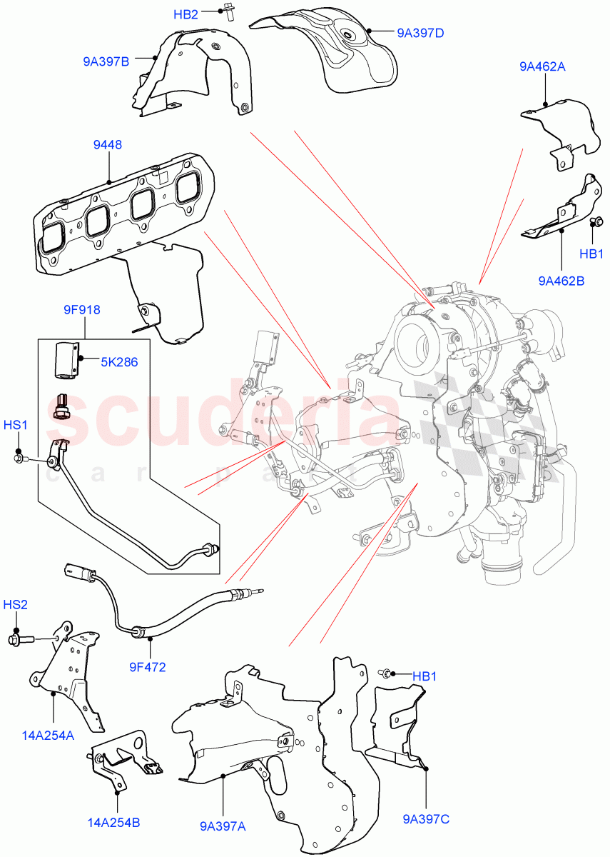 Turbocharger(Turbocharger Related Parts, Nitra Plant Build)(2.0L I4 DSL HIGH DOHC AJ200)((V)FROMK2000001) of Land Rover Land Rover Discovery 5 (2017+) [2.0 Turbo Diesel]