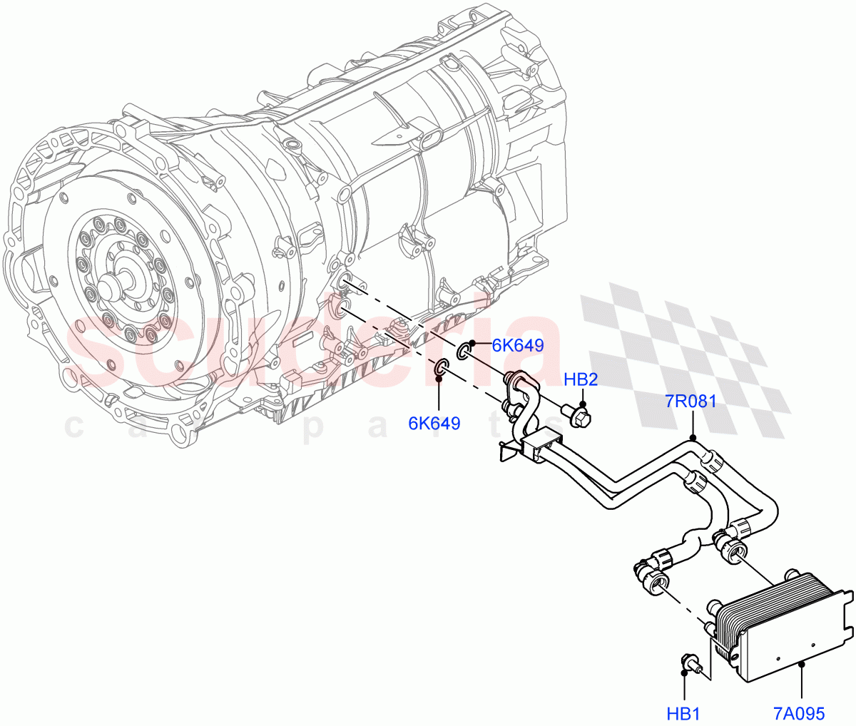 Transmission Cooling Systems (Nitra Plant Build) (3.0L AJ20P6 Petrol High, 8 Speed Auto Trans ZF 8HP76, 3.0L AJ20D6 Diesel High) of Land Rover Land Rover Discovery 5 (2017+) [3.0 I6 Turbo Petrol AJ20P6]