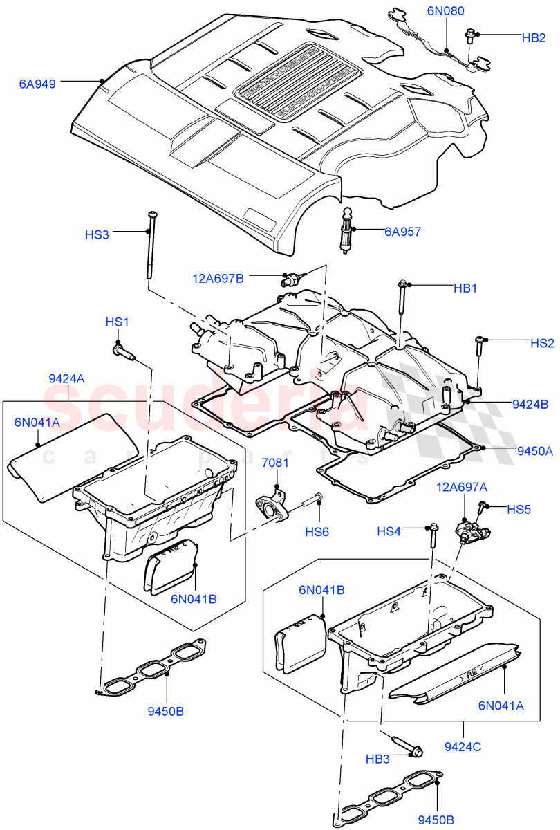 Inlet Manifold (Manifolds, Intercooler And Cover, Solihull Plant Build) (3.0L DOHC GDI SC V6 PETROL) ((V) FROMEA000001) of Land Rover Land Rover Range Rover Sport (2014+) [3.0 DOHC GDI SC V6 Petrol]