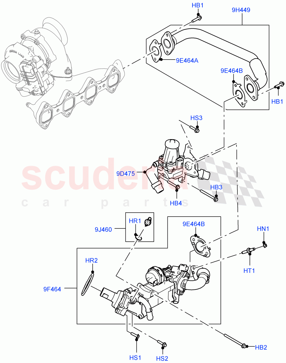 Exhaust Gas Recirculation(LH Side, Nitra Plant Build)(2.0L I4 DSL HIGH DOHC AJ200)((V)FROMK2000001) of Land Rover Land Rover Defender (2020+) [2.0 Turbo Diesel]