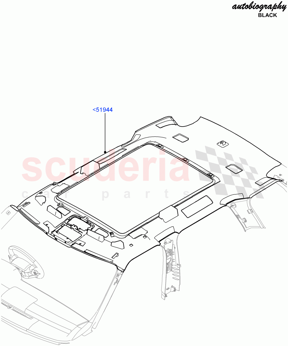 Headlining And Sun Visors(Interior Trim - Alston Patterned)((V)FROMEA000001) of Land Rover Land Rover Range Rover (2012-2021) [3.0 I6 Turbo Petrol AJ20P6]