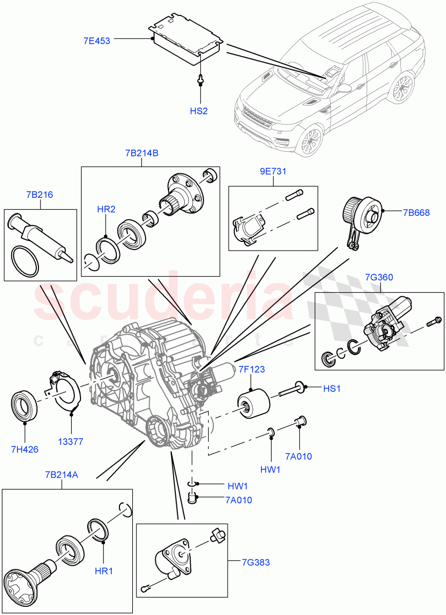 Transfer Drive Components(8 Speed Auto Trans ZF 8HP70 HEV 4WD,With 2 Spd Trans Case With Ctl Trac,8 Speed Auto Trans ZF 8HP70 4WD,8 Speed Auto Trans ZF 8HP45)((V)TOGA999999) of Land Rover Land Rover Range Rover Sport (2014+) [2.0 Turbo Petrol AJ200P]