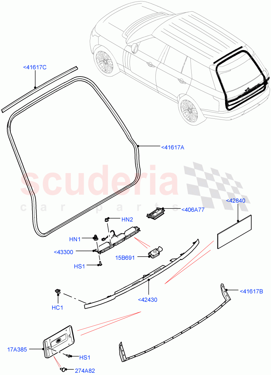 Luggage Compartment Door(Finisher And Seals)((V)TOHA999999) of Land Rover Land Rover Range Rover (2012-2021) [3.0 I6 Turbo Diesel AJ20D6]