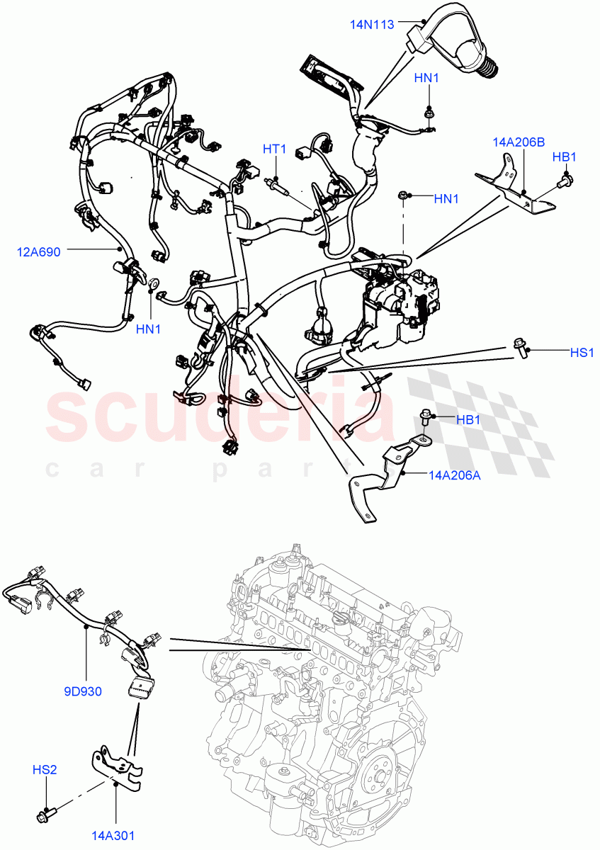 Electrical Wiring - Engine And Dash(Engine)(2.0L 16V TIVCT T/C 240PS Petrol,Itatiaia (Brazil))((V)FROMGT000001) of Land Rover Land Rover Discovery Sport (2015+) [1.5 I3 Turbo Petrol AJ20P3]