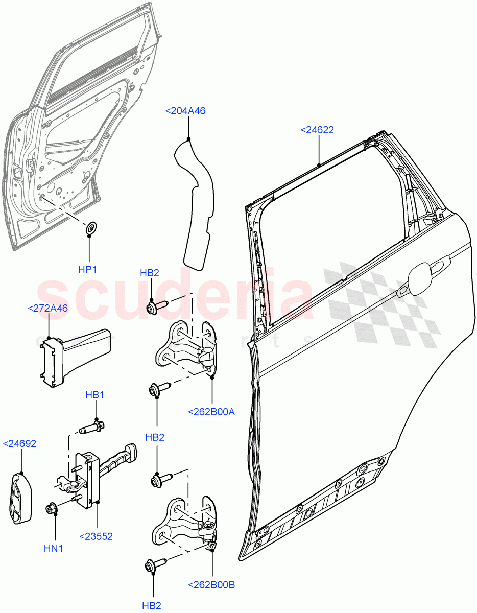 Rear Doors, Hinges & Weatherstrips(Door And Fixings) of Land Rover Land Rover Range Rover Sport (2014+) [3.0 Diesel 24V DOHC TC]