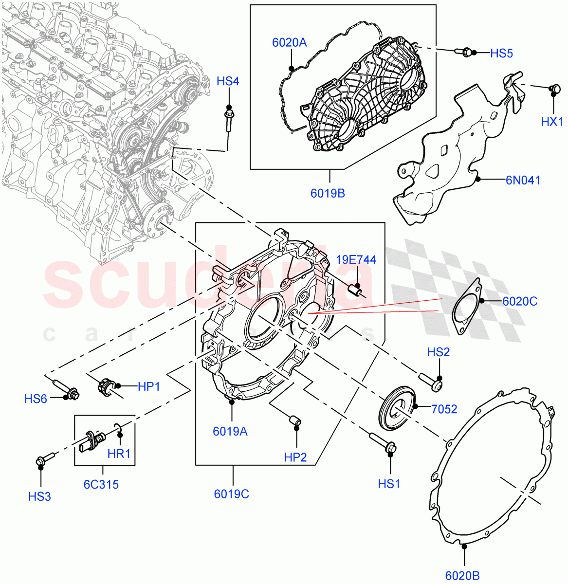 Timing Gear Covers(3.0L AJ20P6 Petrol High)((V)FROMMA000001) of Land Rover Land Rover Range Rover Velar (2017+) [3.0 I6 Turbo Petrol AJ20P6]