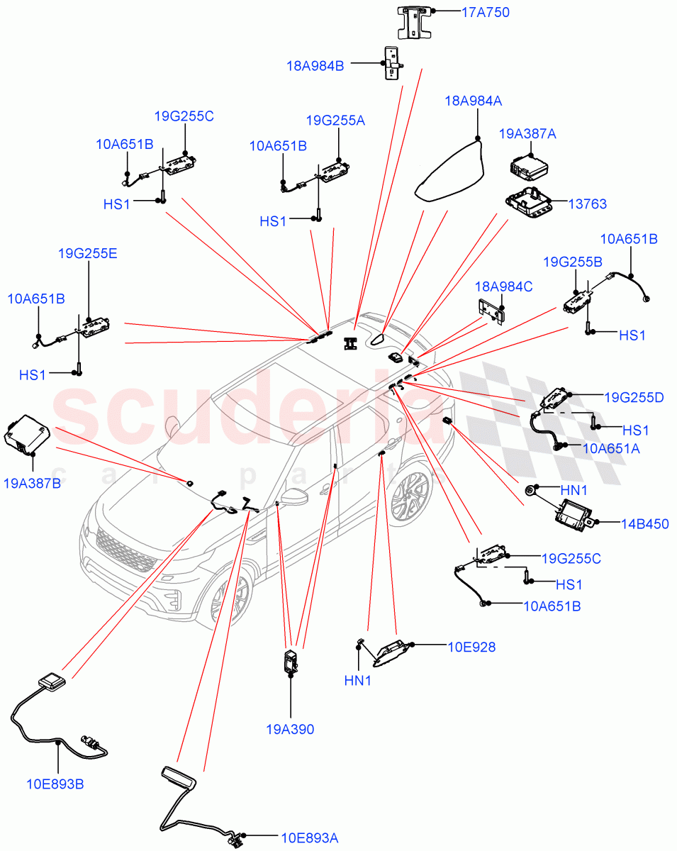 Aerial(Nitra Plant Build)((V)FROMK2000001) of Land Rover Land Rover Discovery 5 (2017+) [3.0 I6 Turbo Diesel AJ20D6]