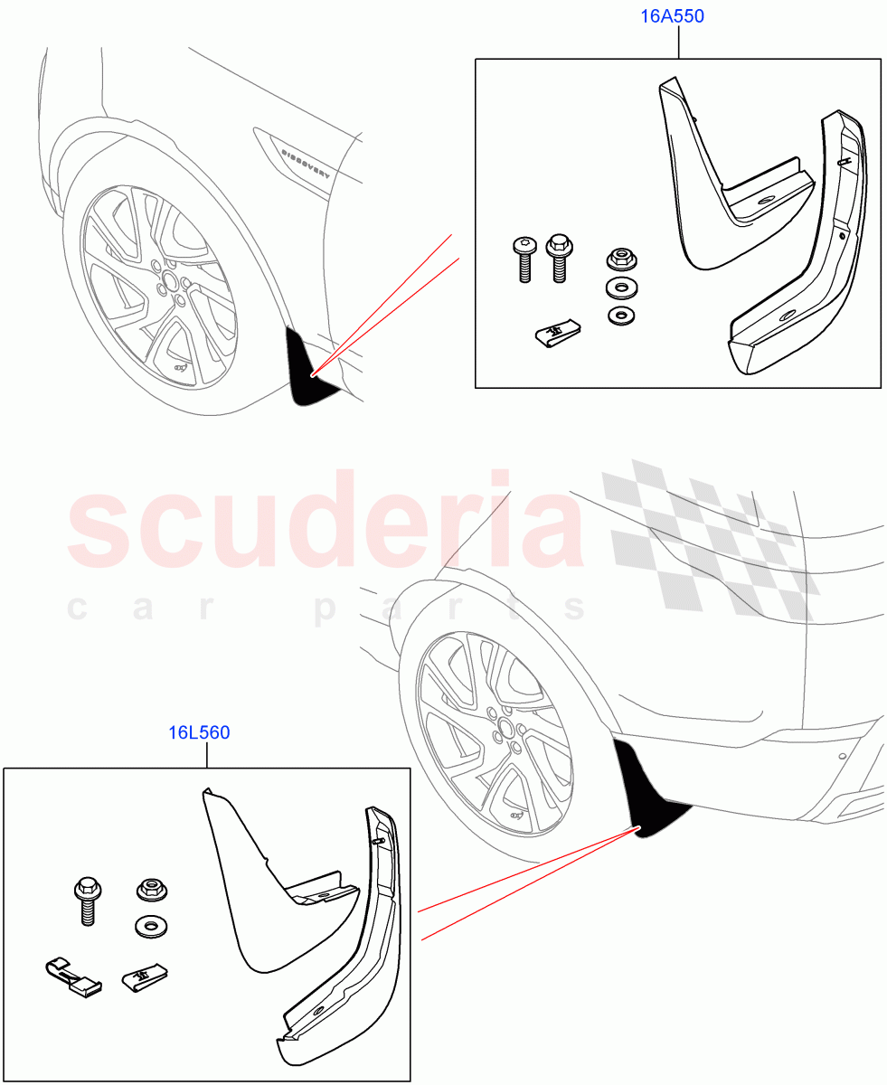 Mudflaps - Front & Rear of Land Rover Land Rover Range Rover Velar (2017+) [2.0 Turbo Diesel]