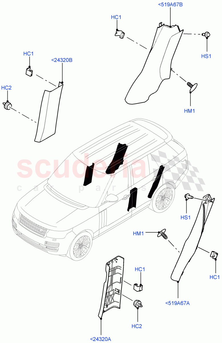 Side Trim(Front And Rear, Centre)(Semi Aniline Leathr Pinestripe Perf) of Land Rover Land Rover Range Rover (2012-2021) [3.0 I6 Turbo Diesel AJ20D6]