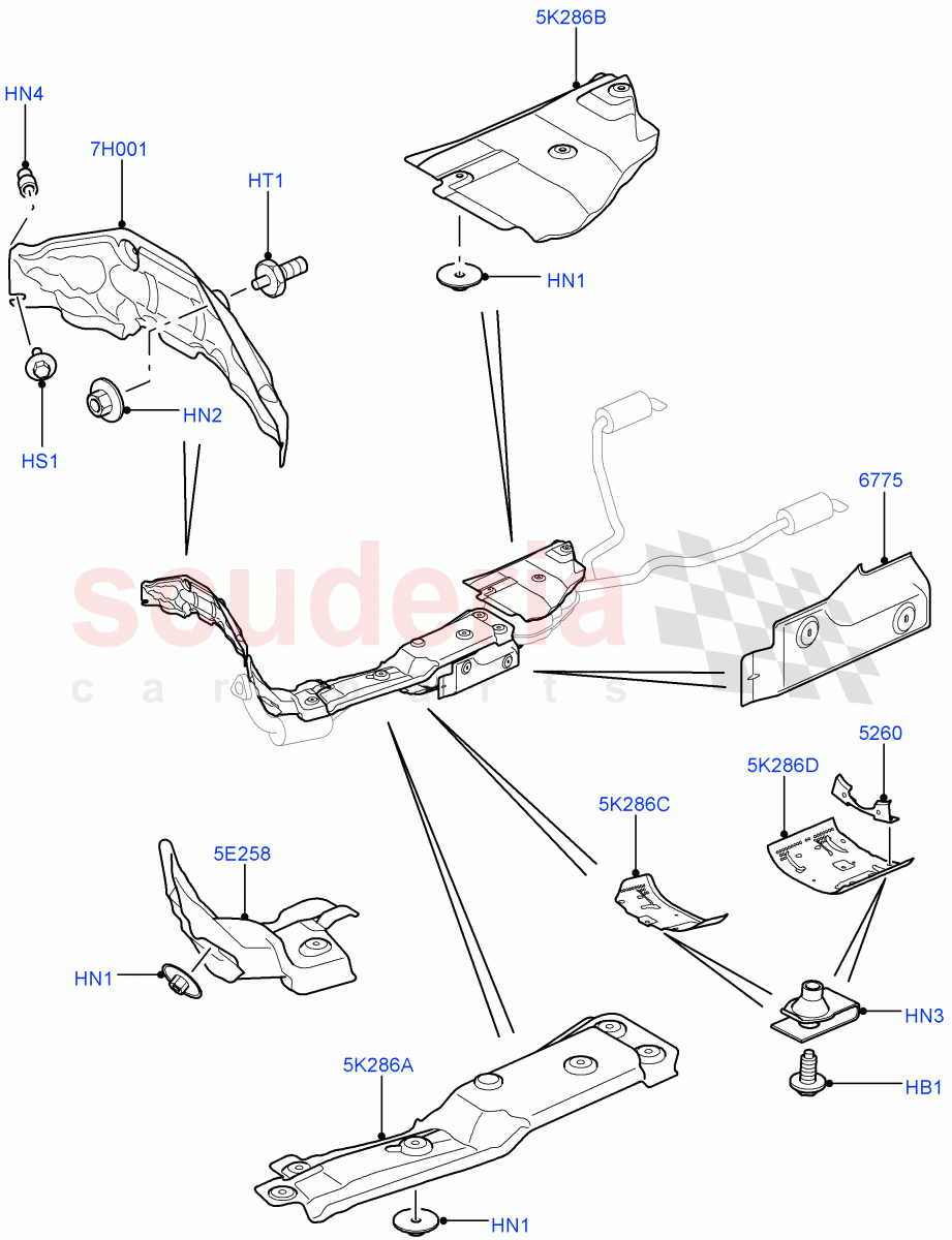 Heat Shields - Exhaust System(Lion Diesel 2.7 V6 (140KW))((V)FROMAA000001) of Land Rover Land Rover Discovery 4 (2010-2016) [2.7 Diesel V6]