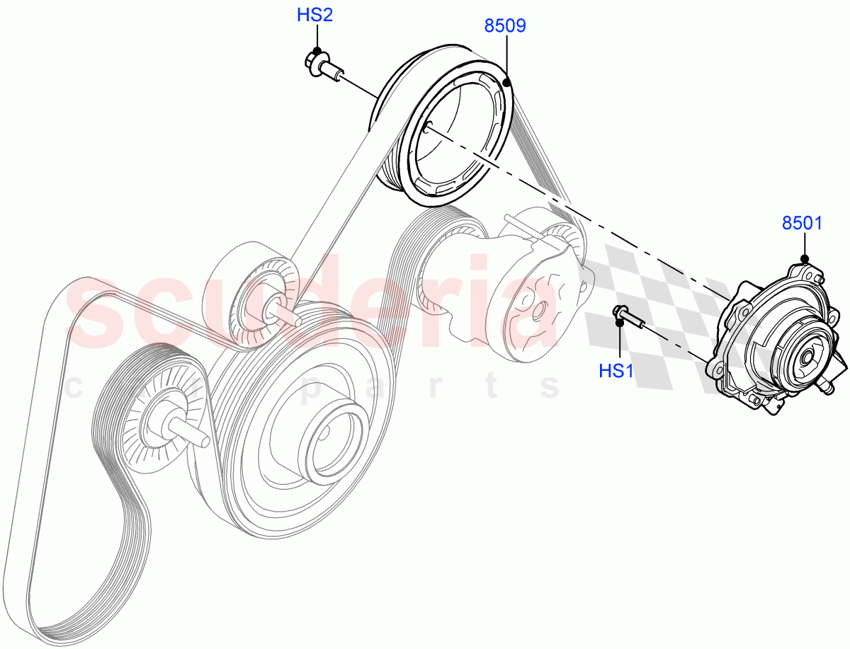 Water Pump (2.0L AJ21D4 Diesel Mid, Itatiaia (Brazil), Less Electric Engine Battery) of Land Rover Land Rover Range Rover Evoque (2019+) [2.0 Turbo Diesel AJ21D4]