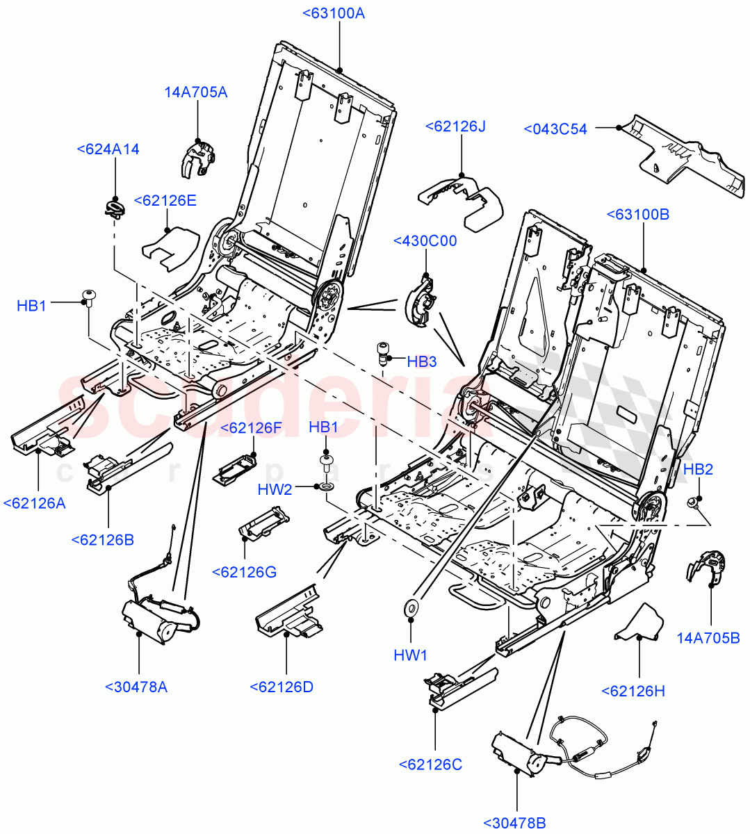 Rear Seat Base(Itatiaia (Brazil),60/40 Load Through With Slide)((V)FROMGT000001) of Land Rover Land Rover Discovery Sport (2015+) [2.0 Turbo Petrol GTDI]