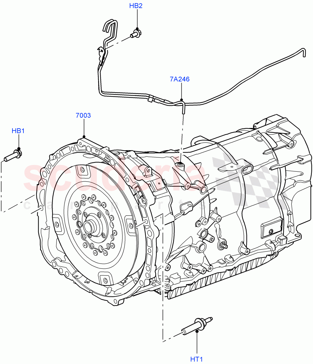 Auto Trans Assy & Speedometer Drive(3.0 V6 Diesel Electric Hybrid Eng,8 Speed Auto Trans ZF 8HP70 HEV 4WD,3.0 V6 D Gen2 Mono Turbo,3.0 V6 D Gen2 Twin Turbo)((V)FROMEA000001) of Land Rover Land Rover Range Rover Sport (2014+) [3.0 DOHC GDI SC V6 Petrol]