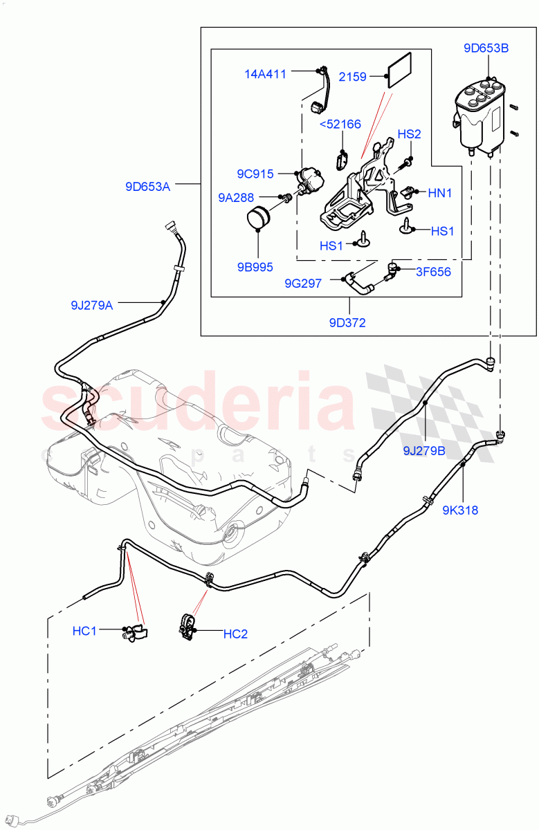 Fuel Lines(Rear)(3 Door,2.0L I4 Mid DOHC AJ200 Petrol,Fuel Tank Filler Neck - DMTL,5 Door,2.0L I4 High DOHC AJ200 Petrol)((V)FROMJH000001) of Land Rover Land Rover Range Rover Evoque (2012-2018) [2.0 Turbo Petrol AJ200P]