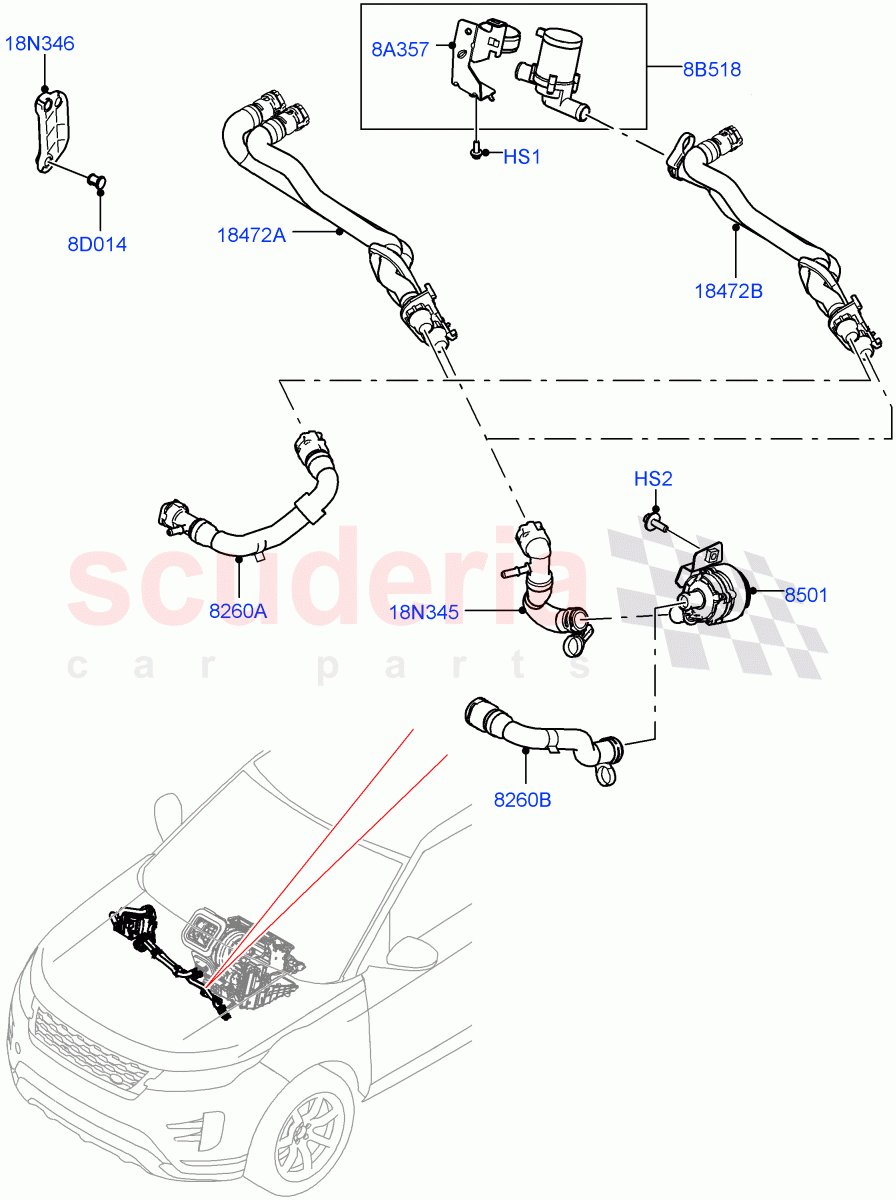 Heater Hoses(2.0L AJ21D4 Diesel Mid,Itatiaia (Brazil)) of Land Rover Land Rover Range Rover Evoque (2019+) [2.0 Turbo Diesel]